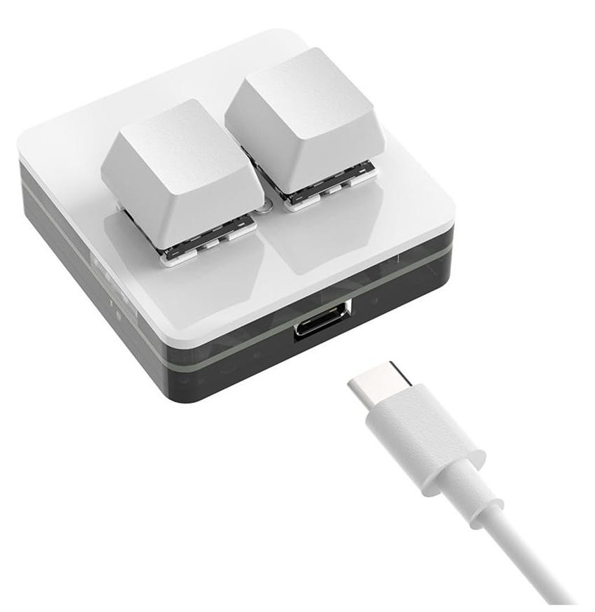 Selius Mini-toetsenbord met 2 programmeerbare mechanische toetsen, RGB-verlichting, Wit, Type A