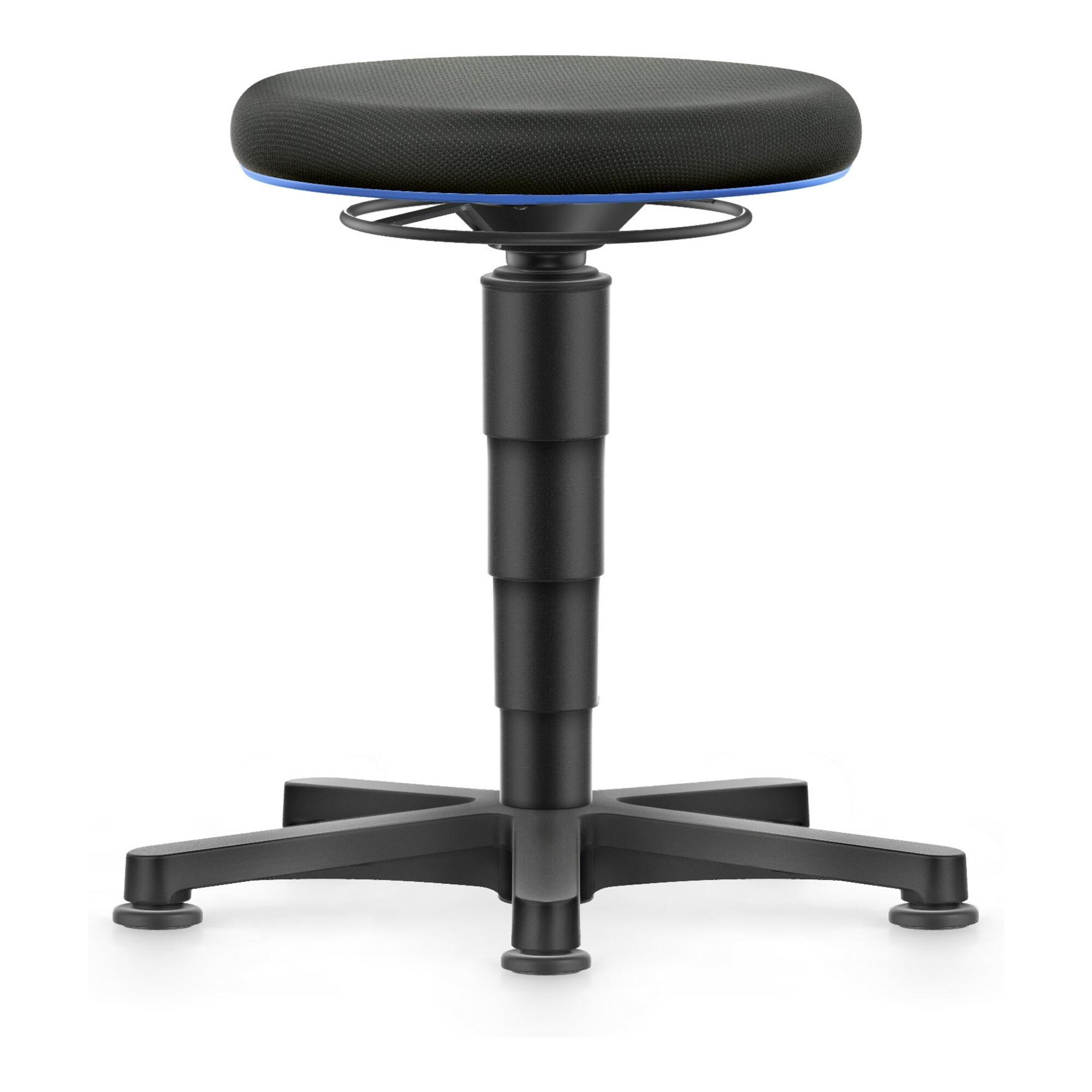 bimos Allround Hocker mit Gleiter, Stoff schwarz, Sitzhöhe 450-650 mm, Farbring blau (9460-6801-3277)