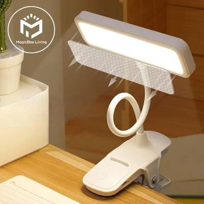 Inspired Living Rechargeable LED Desk Lamp With Clip & Flexible Gooseneck Eye Protection Reading Light Rechargeable LED Desk Lamp With Clip & Flexible Gooseneck Eye Protection Reading Light
