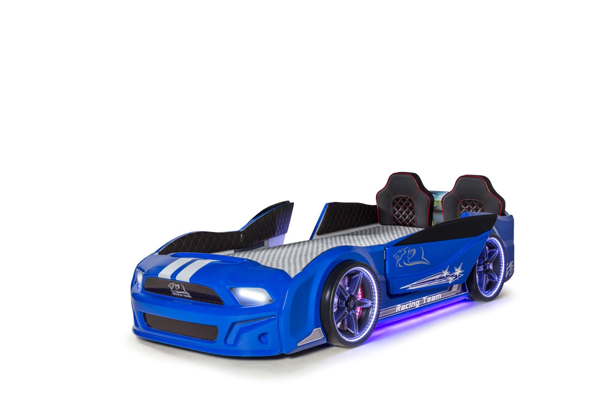 Kinder Autobett V12 Full mit Sound & LED Scheinwerfer in Blau