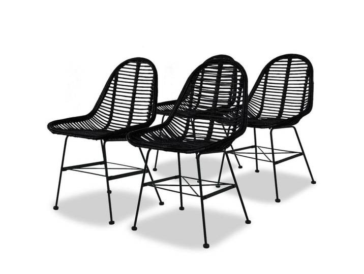 vidaXL Esszimmerstuhl Esszimmerstühle 4 Stk. Natur Rattan Schwarz (4 St)
