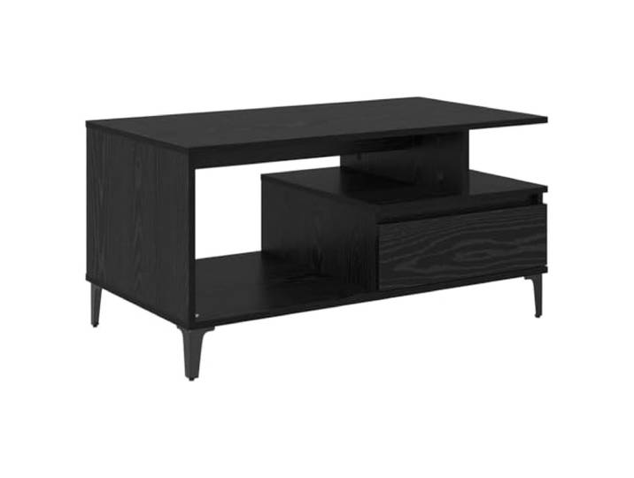 LASWWQMRF Couchtisch Schwarz Eichen-Optik 90x49x45 cm Wohnzimmer Stilvoller Beistelltisch mit Schublade und Ablagefach für Zeitung, Fernbedienung und Deko im modernen Wohnzimmer.