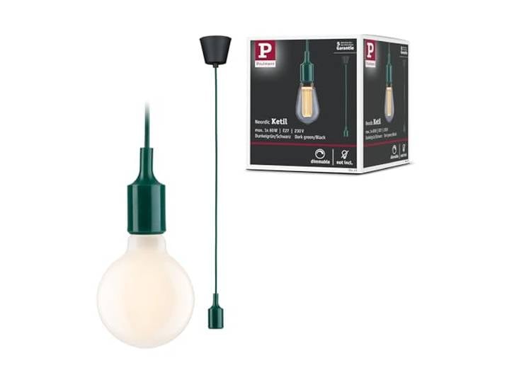 Paulmann 78429 luminaire en suspension Neordic luminaire suspendu Ketil sans ampoule max. 60W luminaire suspendu vert\, Noir Silicone\, plastique E27