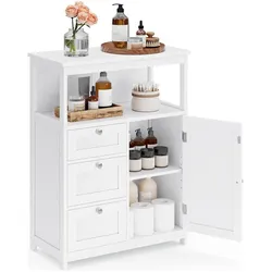Songmics, Badezimmerschrank, Badezimmerschrank 3 Schubladen weiss Holz (60 x 30 x 80 cm)