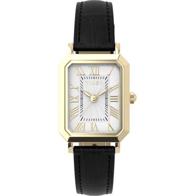 Quarzuhr TIMEX "Vivienne Trend", schwarz, weiß, Armbanduhren, Damen, goldfarben, Quarzuhr, Armbanduhr, Damenuhr, Lederarmband, analog