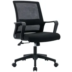 ZIK Höhenverstellbarer Bürodrehstuhl mit Lendenwirbelstütze und Armlehnen - Schwarz.