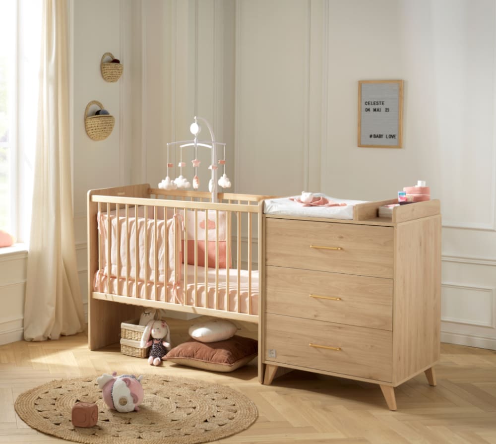 Sauthon Lit combiné 120x60 évolutif en 90x190 arty Marron 198x101x67cm