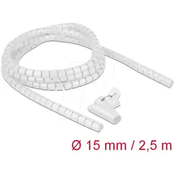 DELOCK 18839 - Spiralschlauch mit Einziehwerkzeug, 2,5 m x 15 mm, weiß