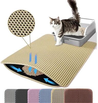 Uplift Picks Double Layer Waterproof Cat Litter Mat For Non Slip Litter Box Floor Protection yellow 70x120 Cm