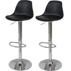 2er-Set Barhocker MCW-B14, Tresenhocker Barstuhl Drehhocker, Kunstleder ~ schwarz