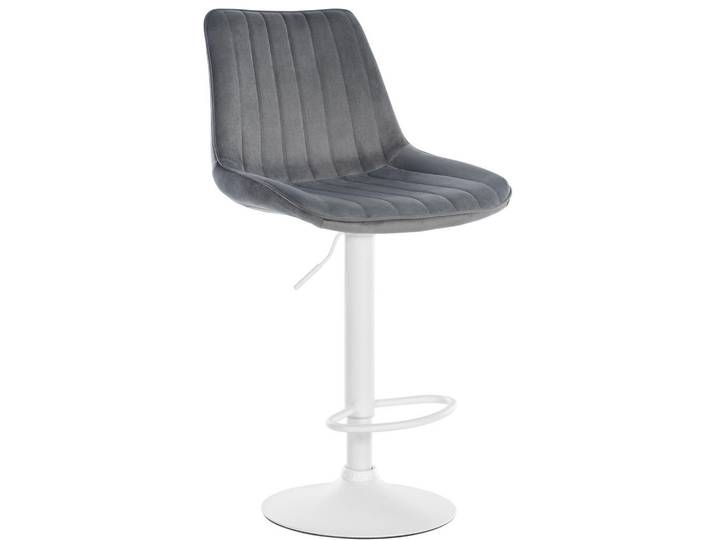 CLP Barhocker Samt Dunkelgrau, Metall, 49.5x91x50 cm, Esszimmer, Barmöbel, Barhocker