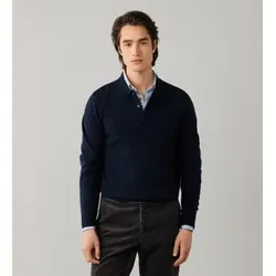 Hackett London für Herren. HM7000279 Strickpoloshirt aus Lambswool (M), Lässig, Wolle, Marine