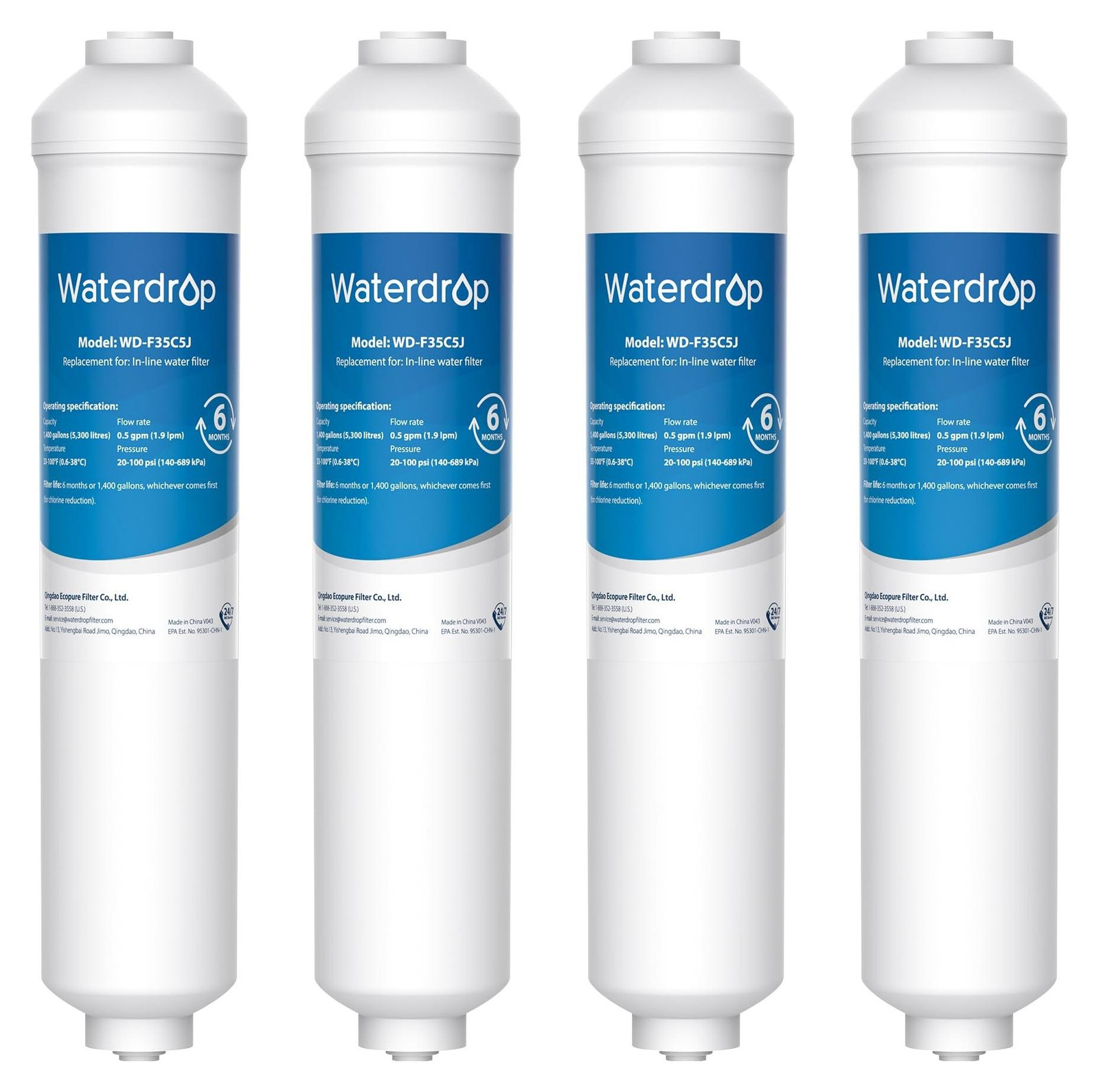 Waterdrop Waterfilter Vervangingsset voor Samsung Koelkasten, 4 stuks