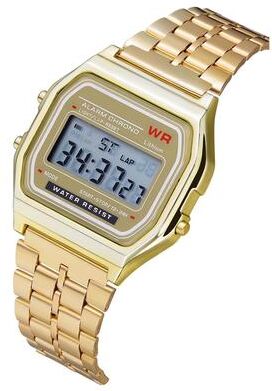 Fusion Finds Digital Watch With Stainless Steel Strap Business Sports Wrist Watch For Men & Women gold