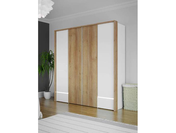 Drehtürenschrank 205 cm 205 x 213 x 58cm Braun/Weiß
