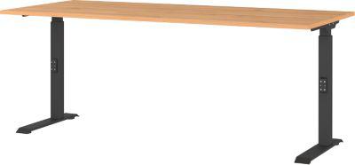 Schreibtisch Agenda Home, mechanisch höhenverstellbar, B 1800 x T 800 x H 680-910 mm, Grandson-Eiche/Schwarz