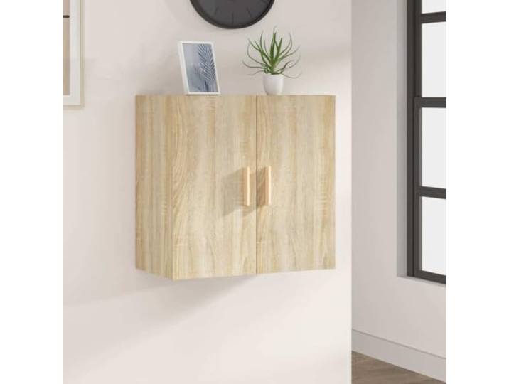 HPUYRFG Wandschrank Sonoma-Eiche 60x30x60 cm Holzwerkstoff mit 2 Türen Schwebend, platzsparend, skandinavisch, zwei Türen, vielseitig nutzbar, Wandmontage