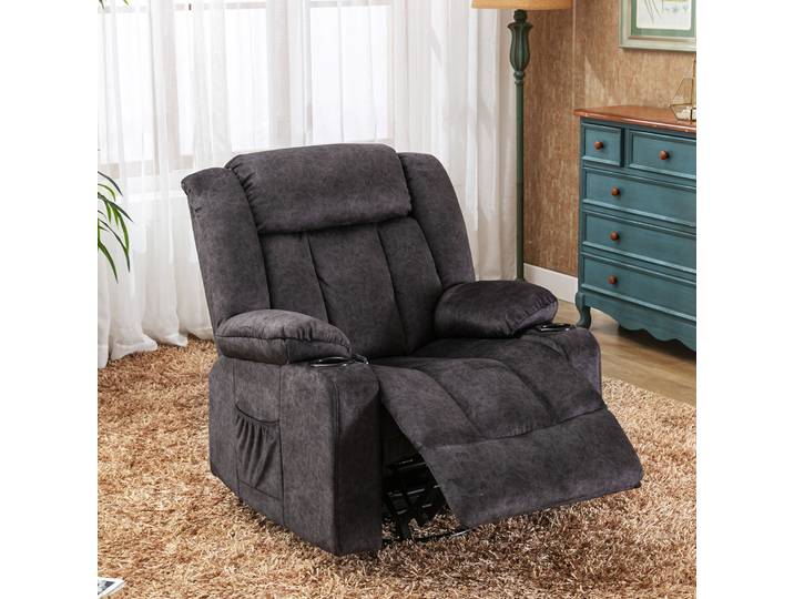 COMHOMA Relax fauteuil TV fauteuil lounge avec réglable 90 ° -160 ° repose-pieds rétractable avec 2 porte-gobelets