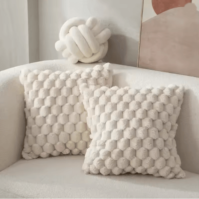 Inspire Essentials CozyWeave 3D Plush Throw Pillowcase With Pineapple Grid Pattern 1pcs Grey
