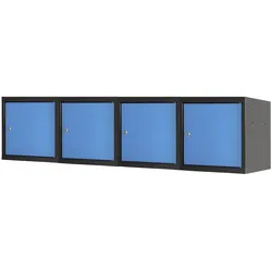 Proregal Mega Deal | 4x Schließfachwürfel Blocky mit Zylinderschloss + 2 Schlüssel | HxBxT 40x40x40cm | Anthrazit/Lichtblau