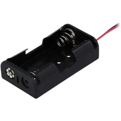 COMF Batterienbehälter für 2 Batterien, AA / R6, 150 mm Kabellänge, 57x32x16 mm