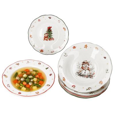 eBay-Titel (max. 80 Zeichen): 6er Set Navidad Suppenteller 22cm 200ml Grau Grün Rot Weihnachten Salat Pasta