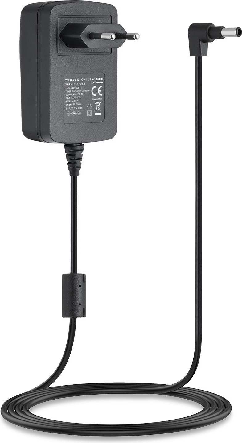 Wicked Chili Netsnoer 2 meter, compatibel met Makita DMR115 & DMR114, zwart (12V / 2,5A / 30W)