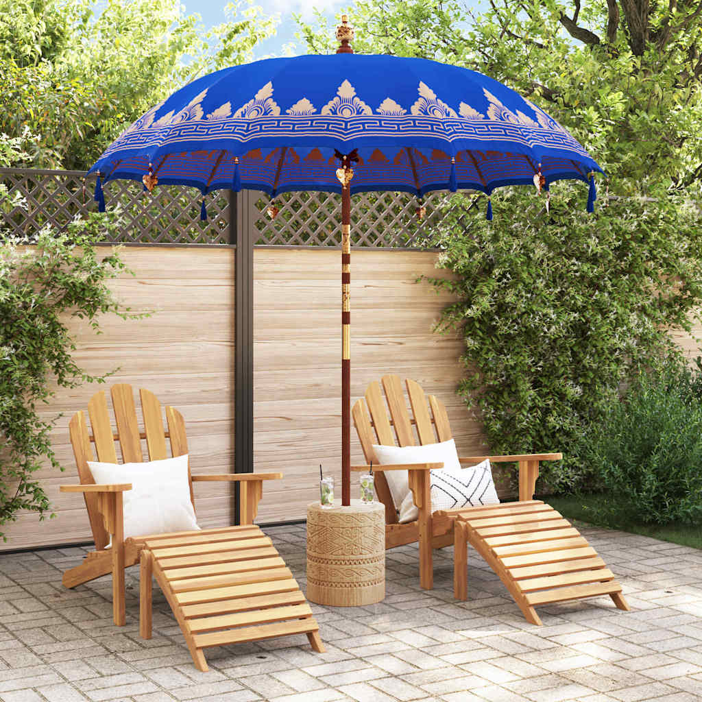 vidaXL Parasol balinais Bleu 215 x 215 x 260 cm Coton et bois