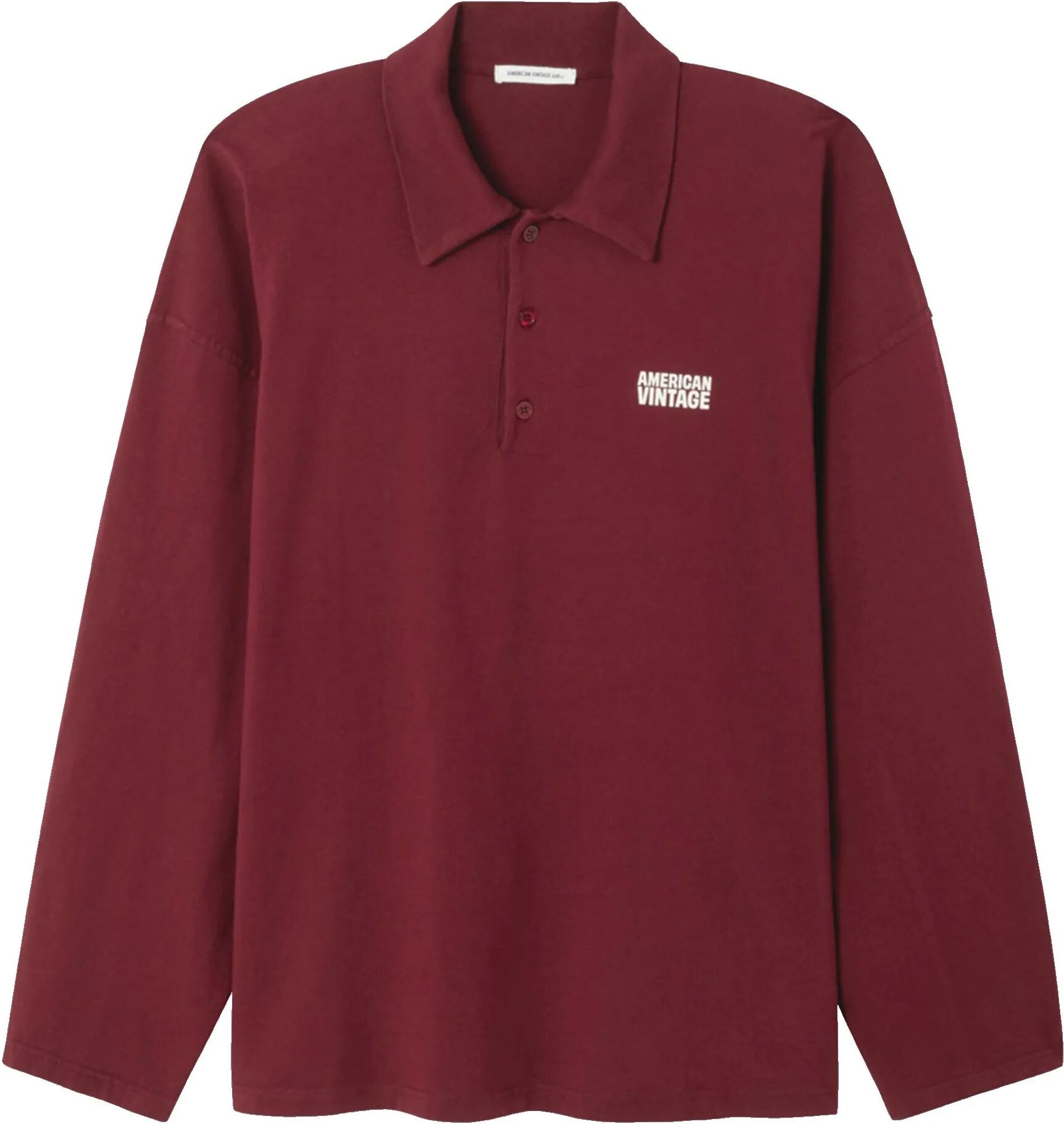 American Vintage T-Shirt Ample Col Polo Bordeaux XS
