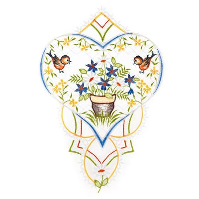 Fensterbild "Fensterbild "Blumenherz" farbig", bunt, B:21cm H:31cm, Polyester, W. REUTER & SOHN - PLAUENER SPITZE, Fensterbilder
