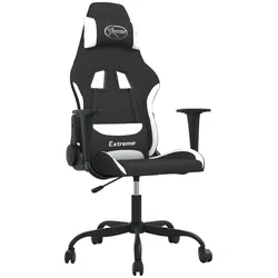 vidaXL Gaming-Stuhl mit Massagefunktion Schwarz und Weiß Stoff