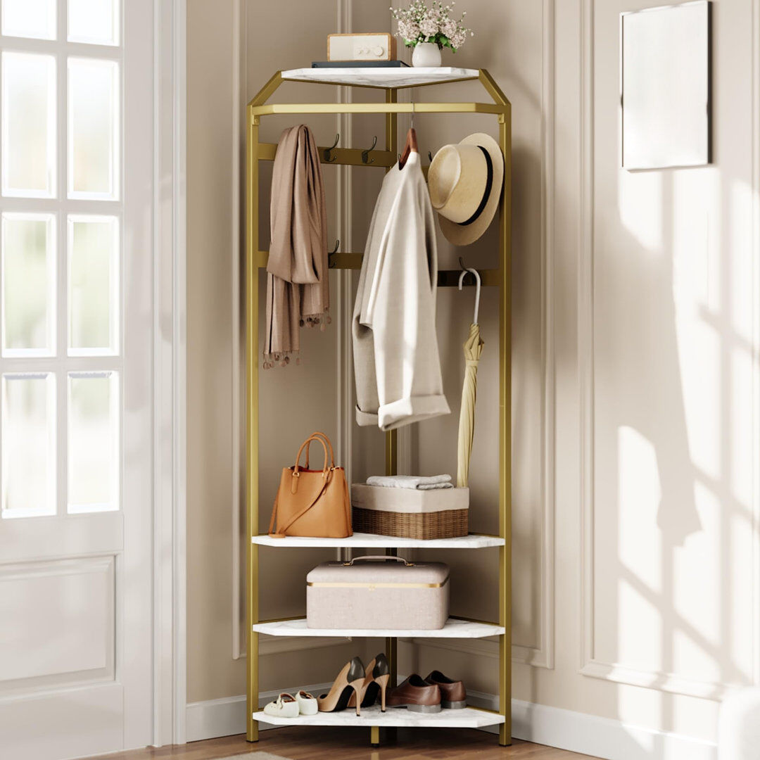 17 Stories Hall Tree 50cm Wide Gold 180cm H X 50cm W X 50cm D