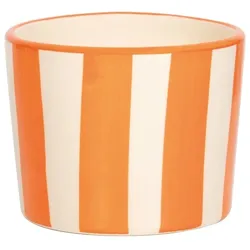 Zafferano Lido 2er-Set handgefertigte orange Keramik-Trinkgläser mit Streifenmuster, Design aus Civita Castellana für Getränke und Desserts, Eleganz.