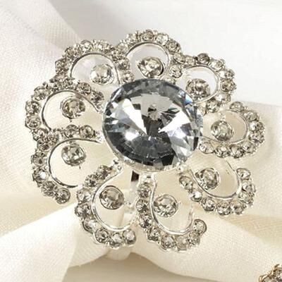 Saro Trading Jeweled Elegance Napkin Rings Set of Four, Set of Four, Silver