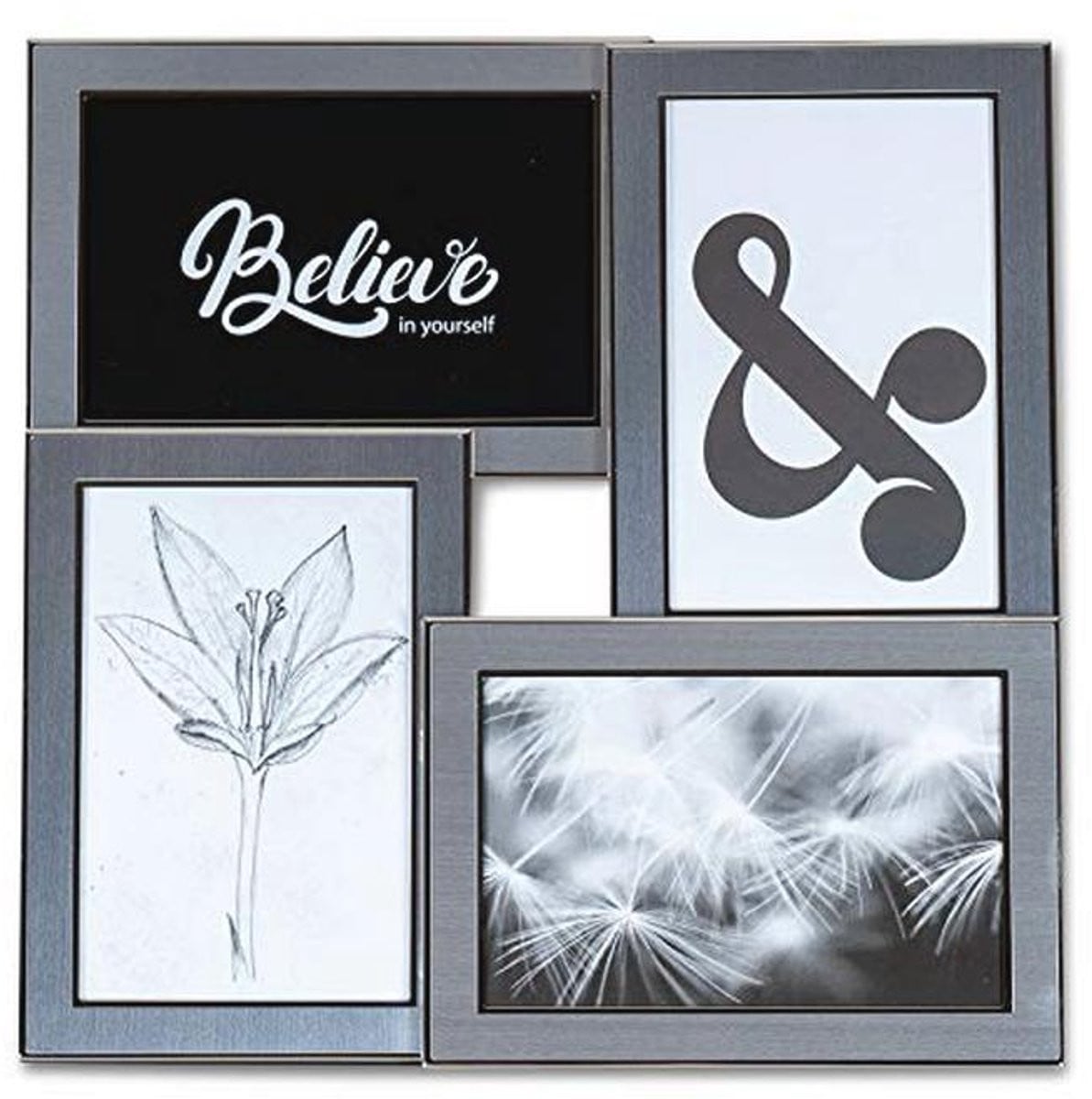 Fotostandaard voor 4 foto's - Zilverkleurige tafelgalerij en fotolijst voor thuisdecoratie