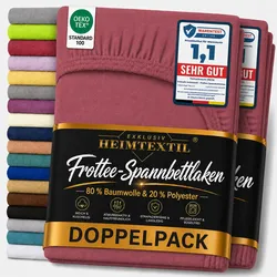 EXKLUSIV HEIMTEXTIL Frottee Spannbettlaken Marke Doppelpack 120 x 200 cm Bordeaux