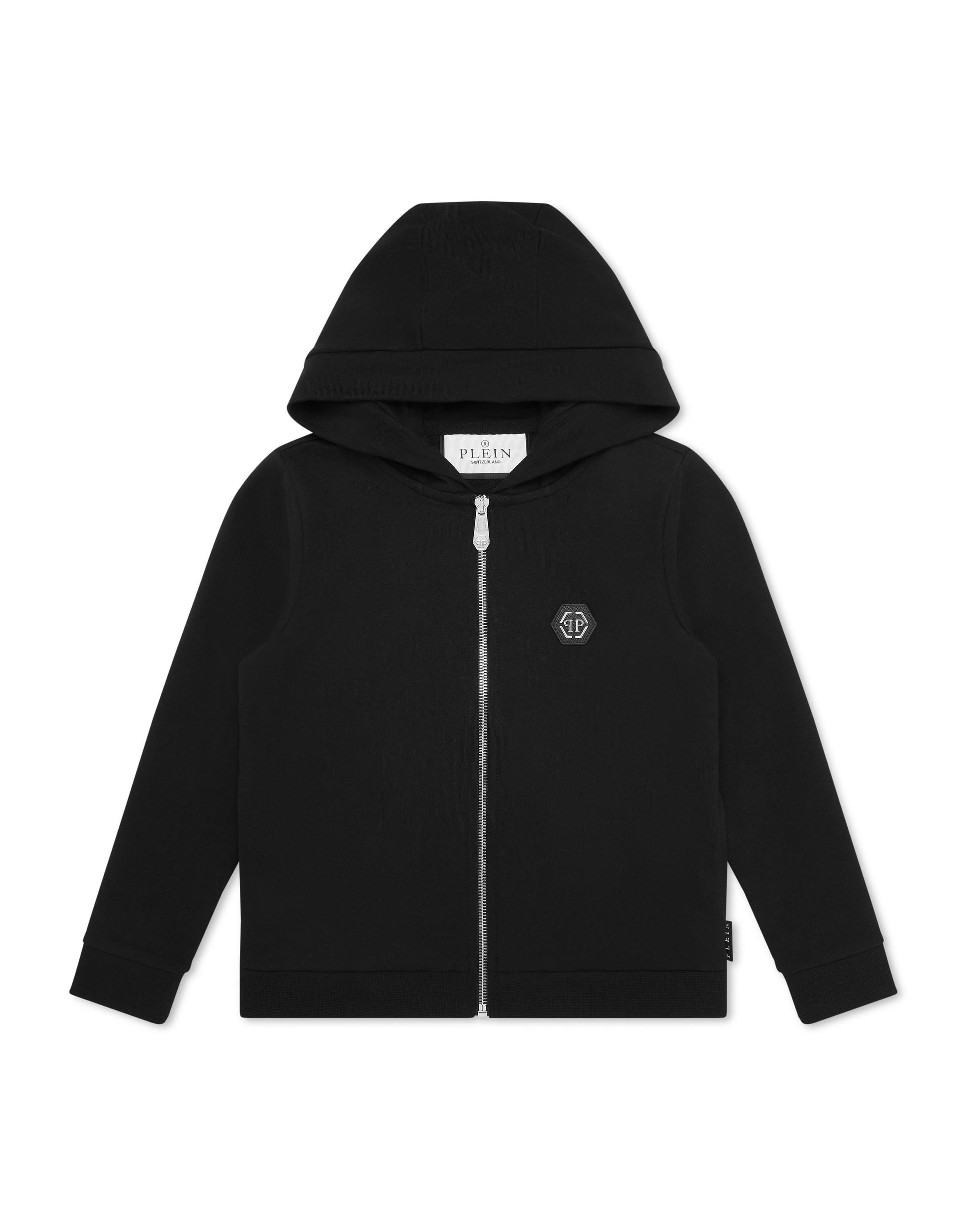 Philipp Plein Kapuzen-Sweatjacket mit Hexagon-Motiv - Schwarz