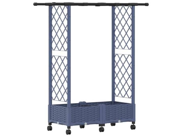 PUGYNBK Hochbett mit Gitter und grauem Dach, 122,5 x 40 x 127 cm UV-beständiges Polypropylen, Drainage mit Reservoir, geeignet für Balkone und Terrassen, witterungsbeständig