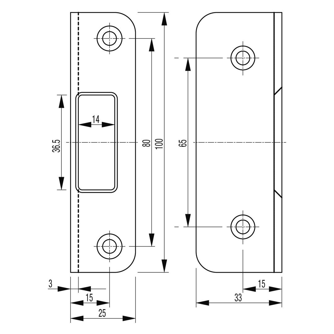 G-U Winkelschliessbleche zu Panikschloss SECURY-Automatic 2110 / 2116 (Türgriff) (9-38551-02-0-8)