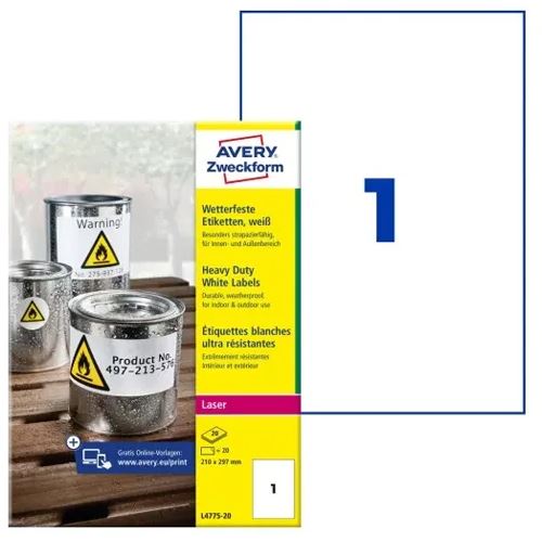 AVERY Zweckform wetterfeste Etiketten, 210 x 297 mm 20