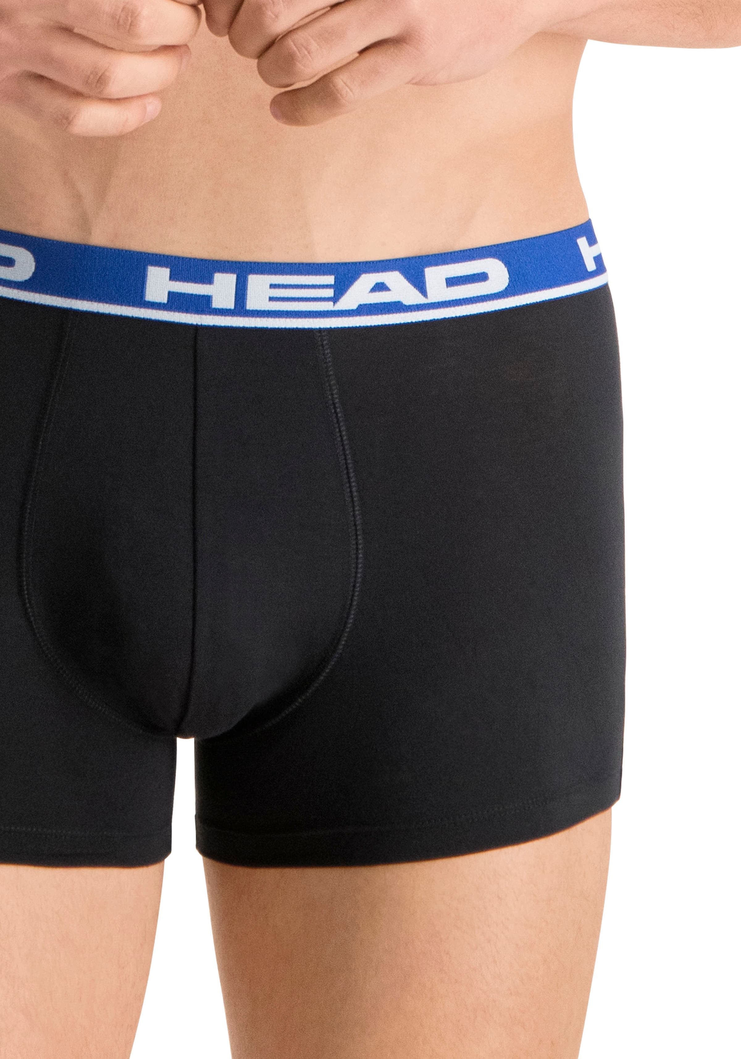 Boxer HEAD "HEAD BASIC BOXER 2P", Jungen, Gr. XL, blau (blau, schwarz), Obermaterial: 95% Baumwolle, 5% Elasthan, unifarben mit Farbeinsatz, körpernah, Unterhosen Boxer, mit elastischem Logobund blau, schwarz XL
