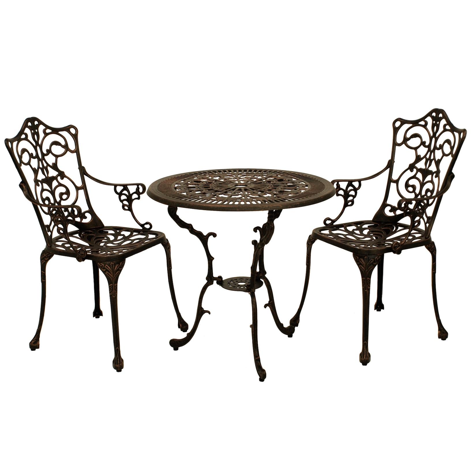 Bistroset Jugendstil 3-teilig, Aluguss bronze antik