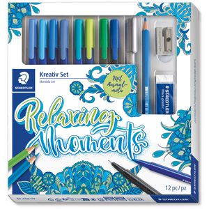 Staedtler Malset Hand Lettering Set Me Time, Filz-& Buntstift, Fineliner, Metallic Marker & Zubehör 12-tlg.