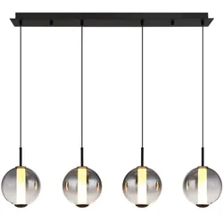 Hängelampe Pendelleuchte Esstischlampe 4 flammig Glaskugel  rauch LED H 120 cm
