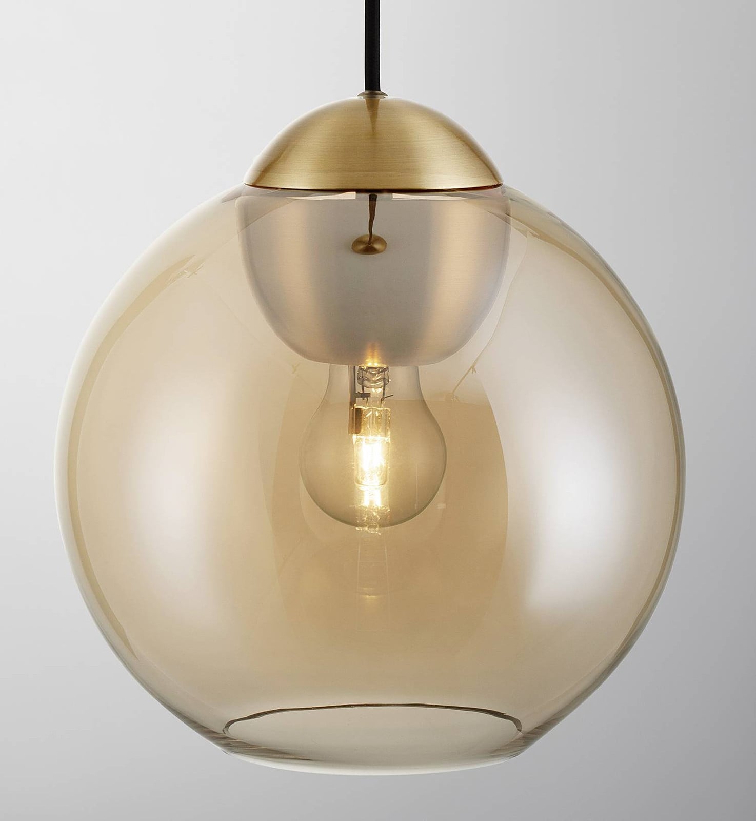 Lyora Design hanglamp Midori amber glas en goud/messing met E27 fitting, Diameter: 24 cm