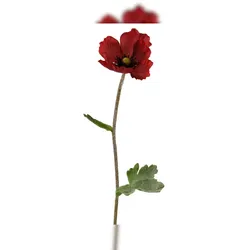 Decoris Künstliche Mohnblume mit Stiel 7x44cm Kunstblumen Mohn Dekoblumen Blumendeko Stielblumen Blumen Deko Blumenschmuck Rot