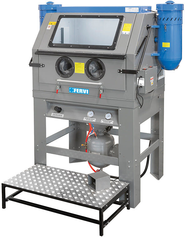 Fervi 0605 Sabbiatrice a pressione con 2 aspiratori