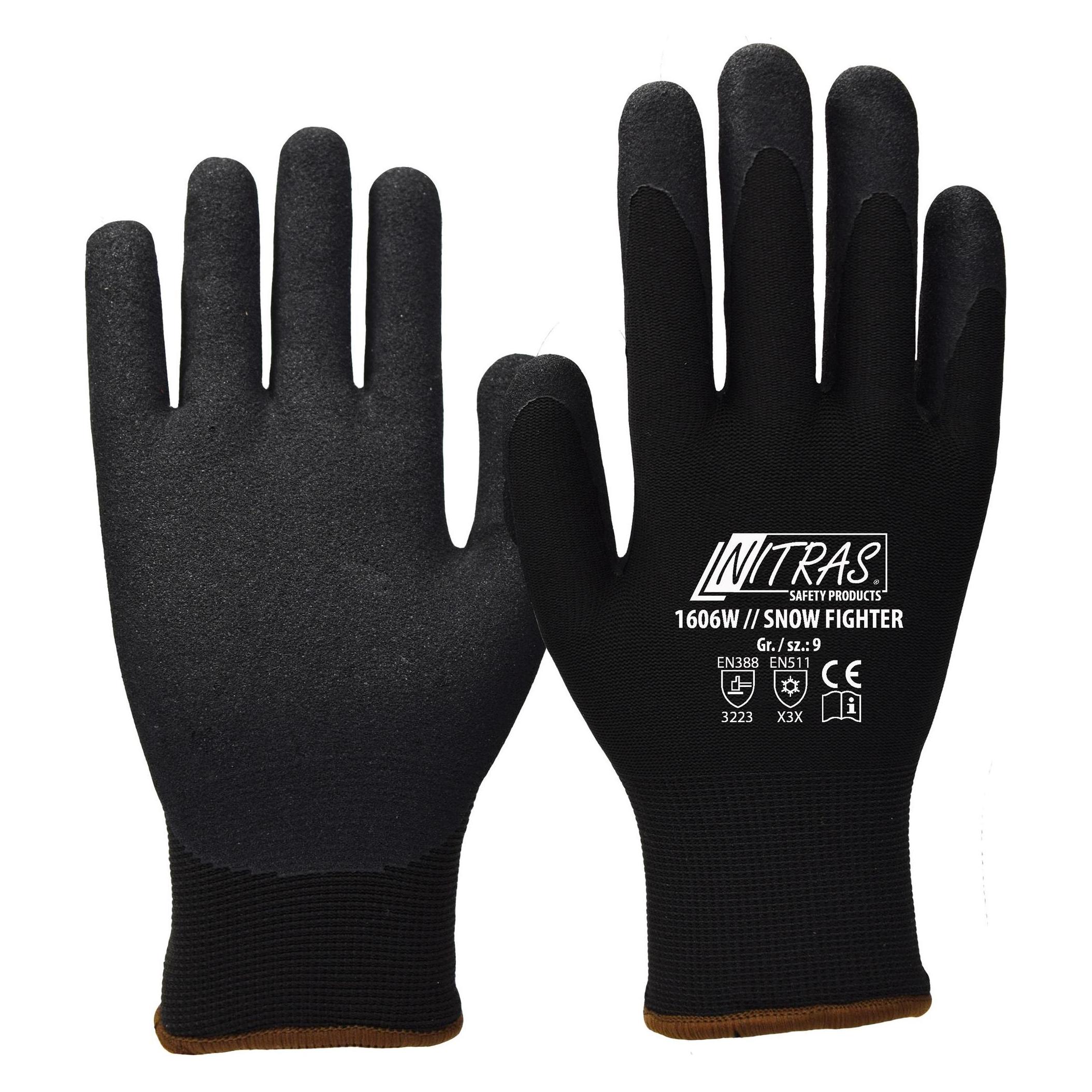Nitras unisex Arbeitshandschuhe SNOW FIGHTER schwarz Grösse M 1 Paar (M) (1000103941)