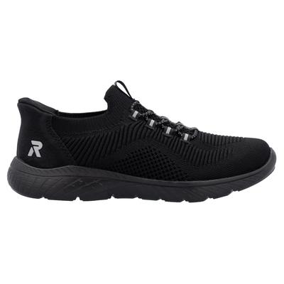 Slip-On Sneaker RIEKER SPORT "Ready2GO", Damen, Gr. 40, schwarz, Lederimitat, Textil, Schuhe, Halbschuh, Freizeitschuh, Slipper mit MemoSoft-Innensohle