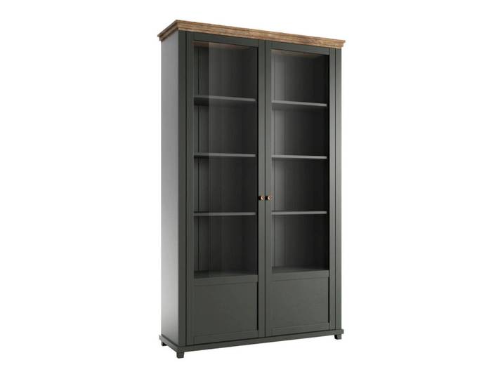 Petits-meubles Vitrine Martin Grün und Holz, Holzwerkstoff, 126x200x42 cm, Esszimmer, Vitrinen, Vitrinenschränke